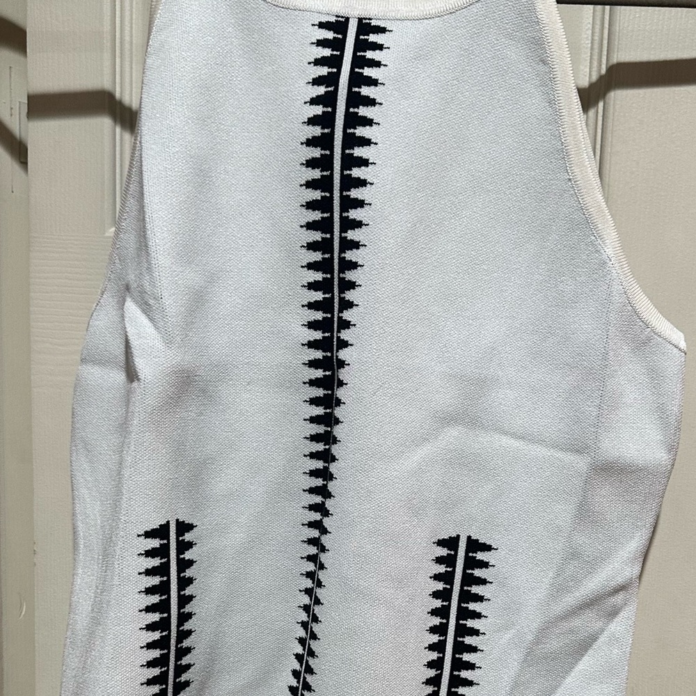 Express White and Black Patterned Blouse